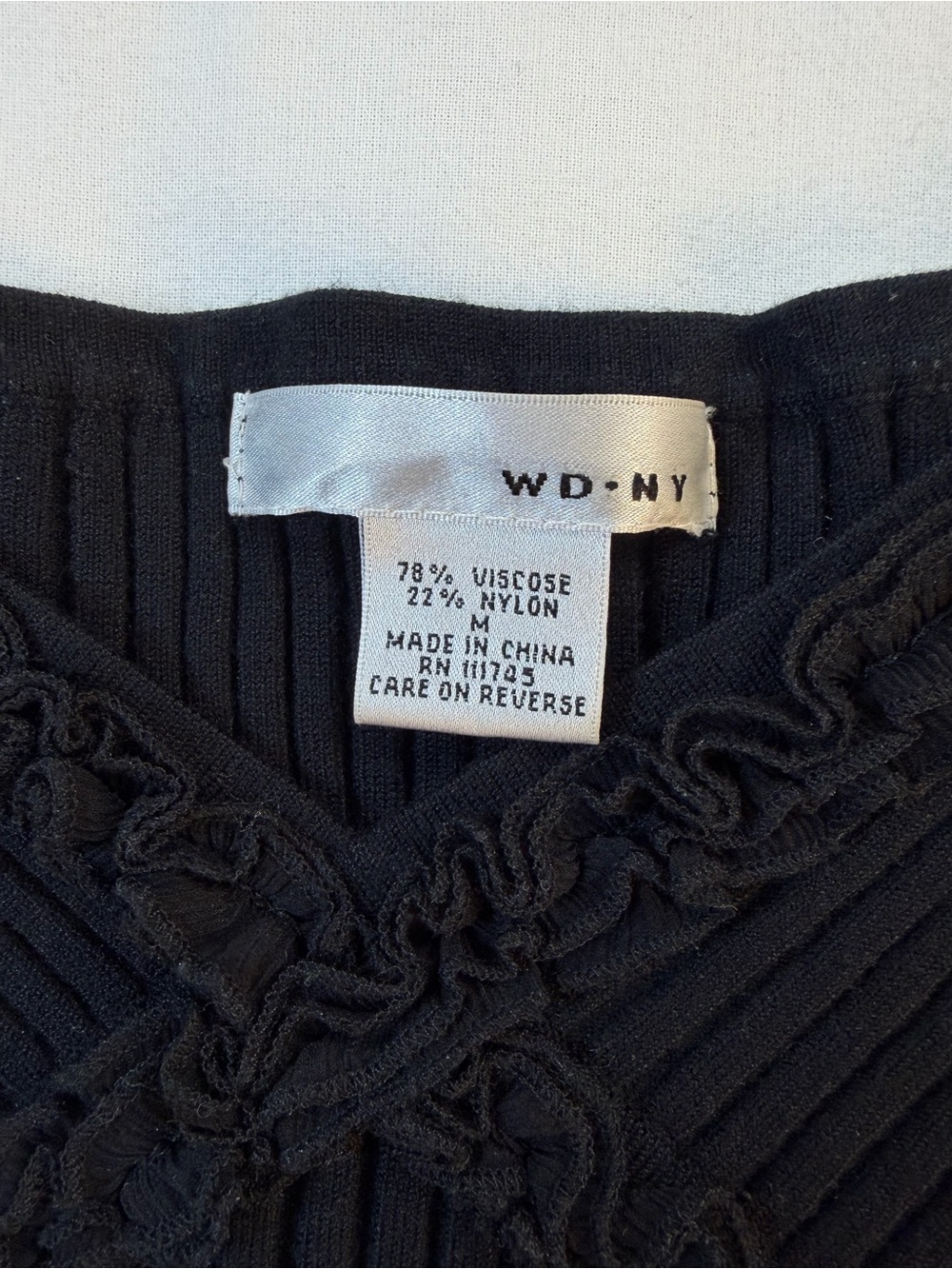 Y2K Black Ribbed Knit Tank with Ruffle Trim Whimsigoth Minimalist EUC - Picture 4 of 9